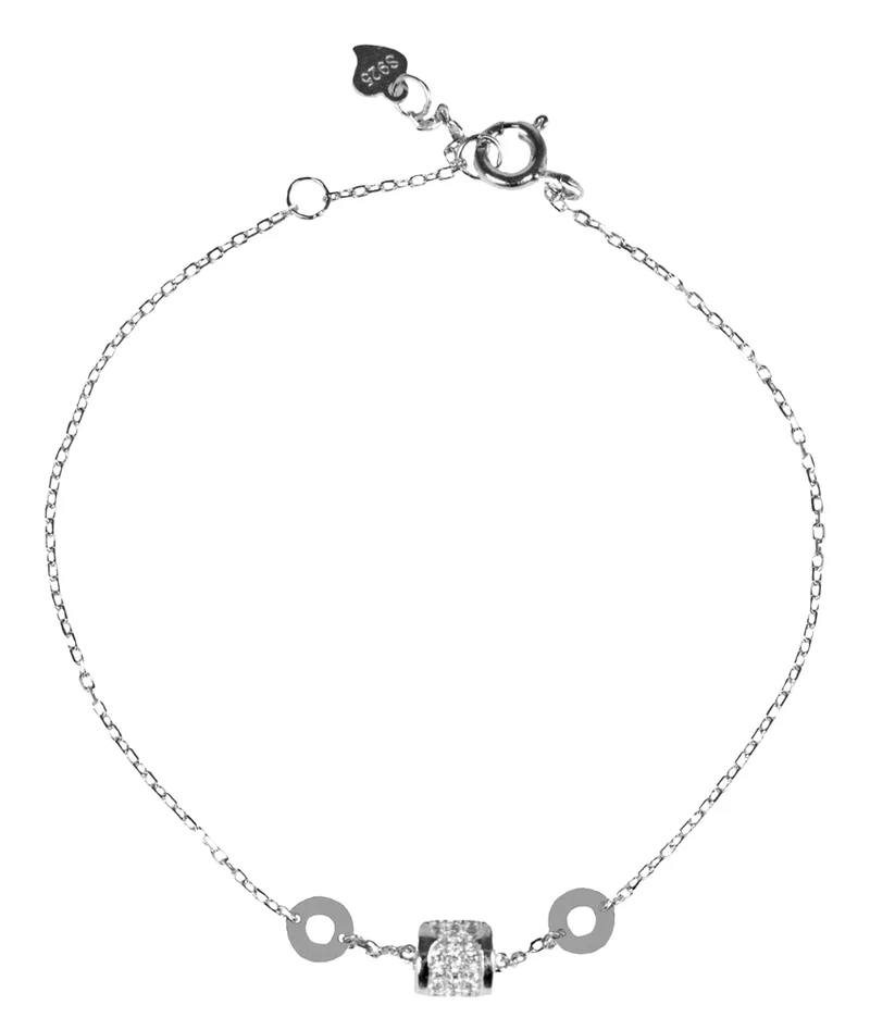 LUISIA Filigranes Damen Armband mit Strass Zylinder - 925 Silber mit Zirkonia