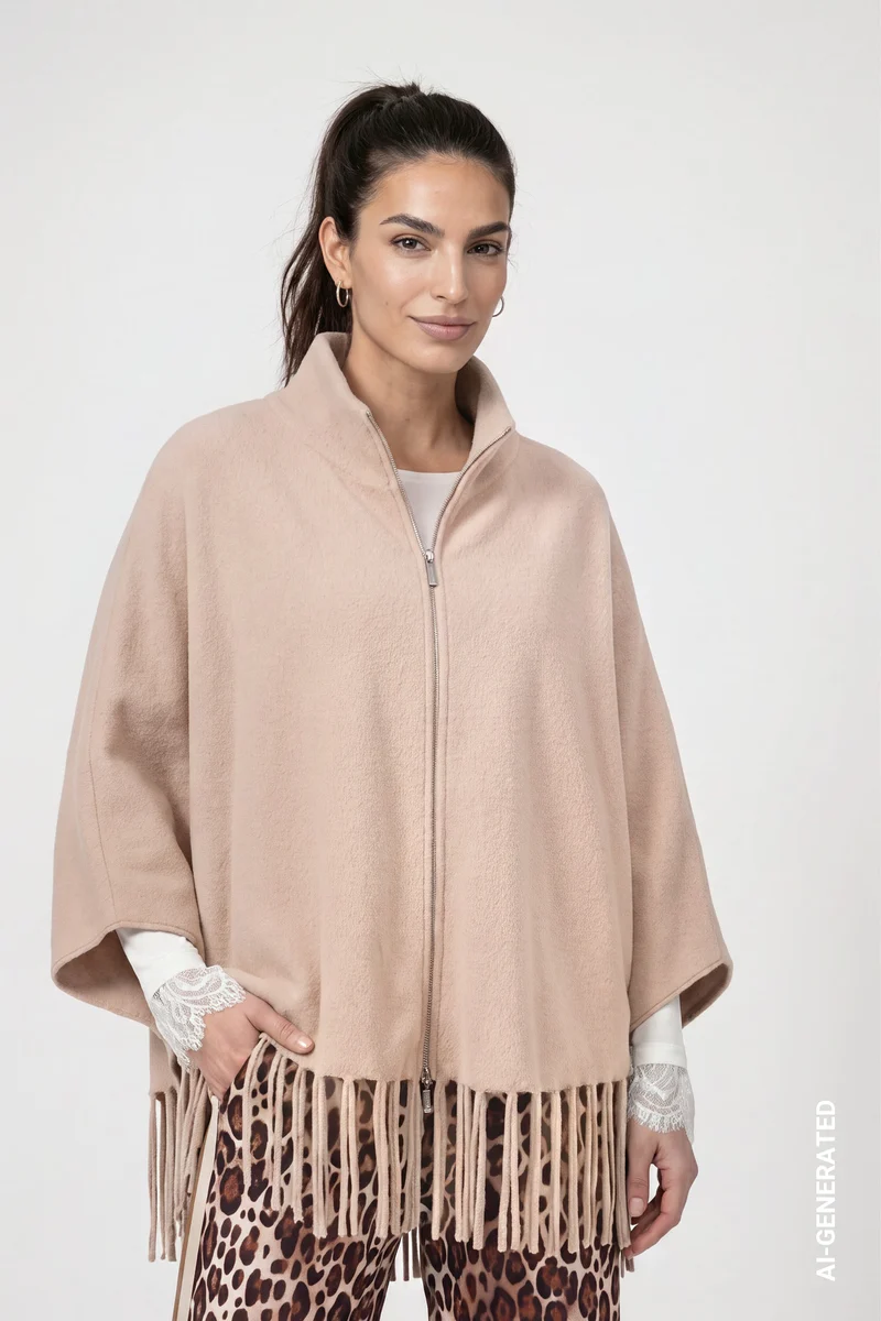 Monari Strickcape mit Fransen