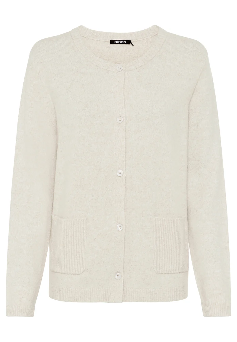 Cardigan mit Rundhalsausschnitt und aufgesetzten Taschen