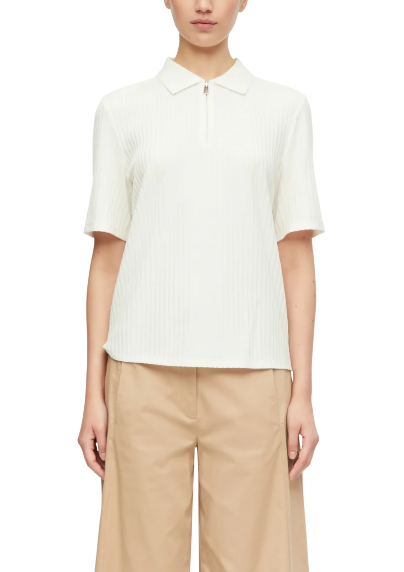 Jersey-Poloshirt mit Rippstruktur