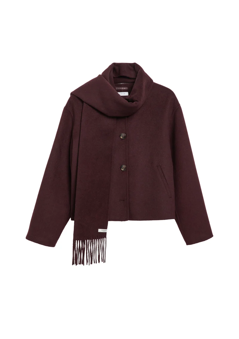 Doubleface-Jacke mit abnehmbarem Schal
