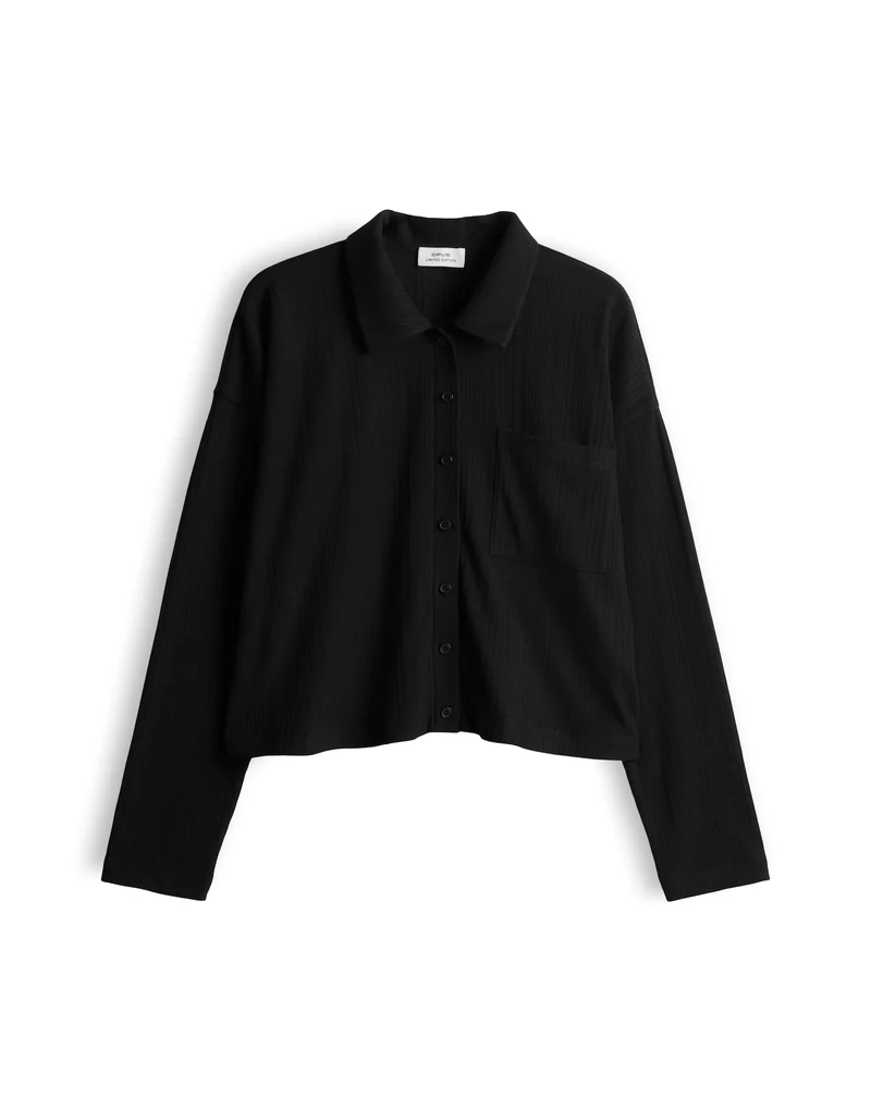 SAWONI Jerseybluse mit Rippenstruktur