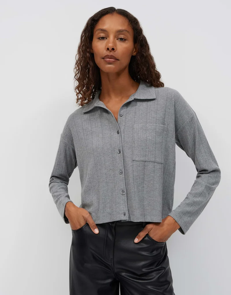 SAWONI Jerseybluse mit Rippenstruktur