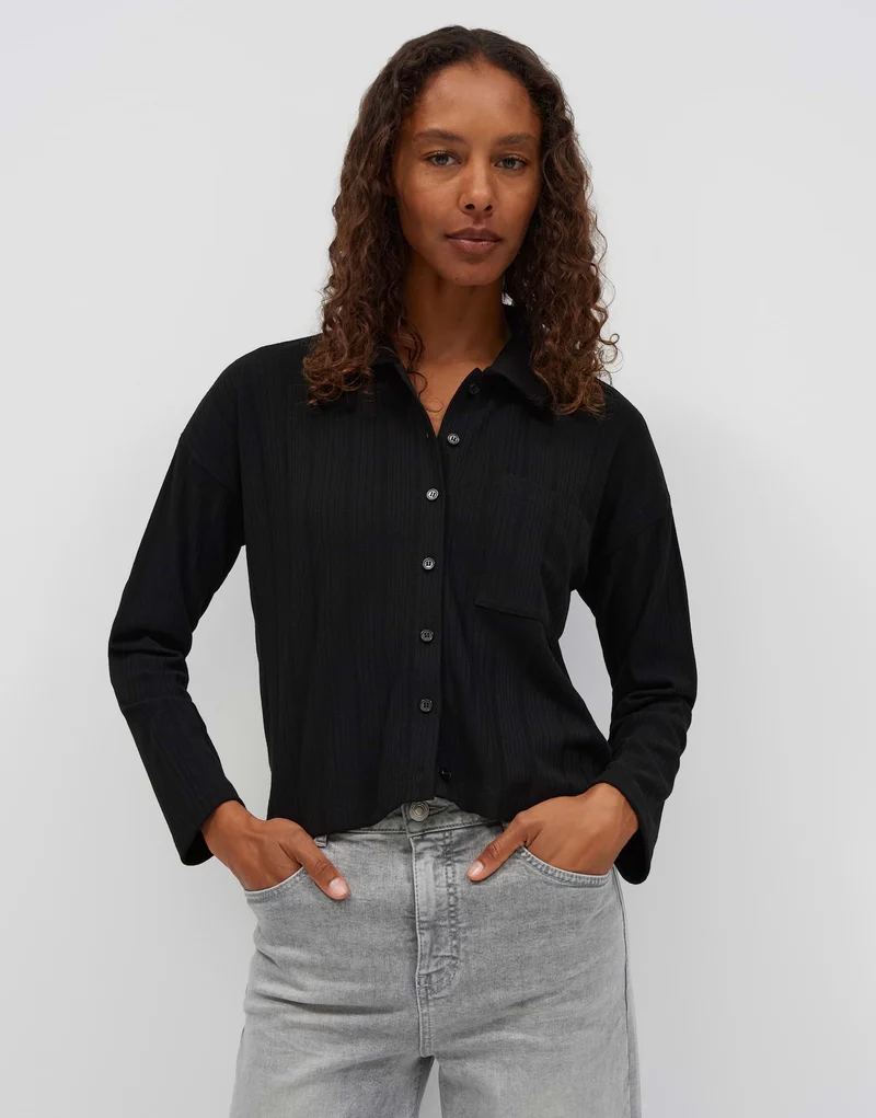 SAWONI Jerseybluse mit Rippenstruktur