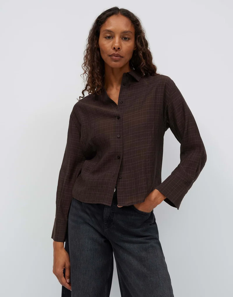 FARGYLE Strukturbluse mit Webkaro