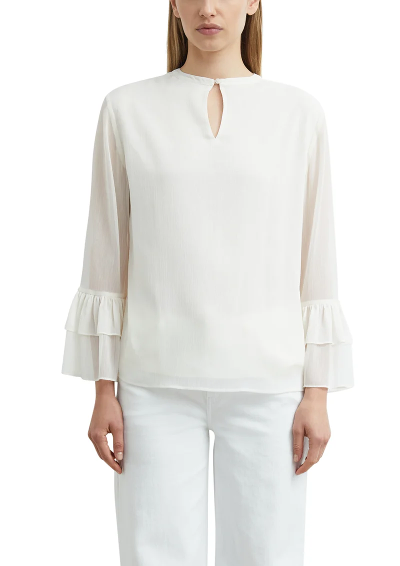 Chiffon-Bluse mit Volant-Ärmeln