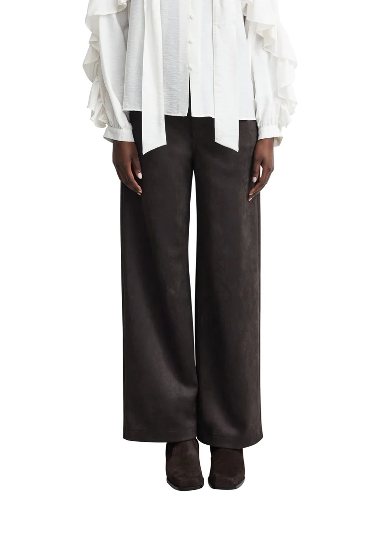 Fake-Velours-Hose mit Wide Leg