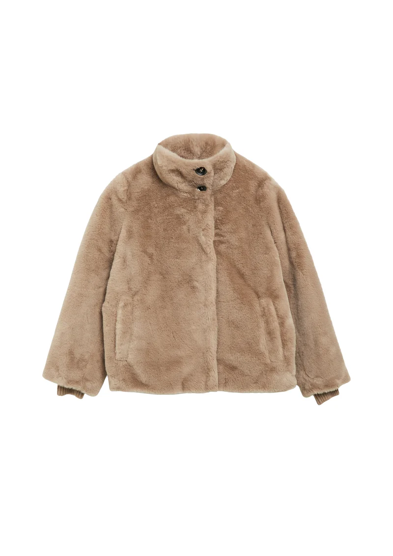 Fake-Fur-Jacke mit Strickbündchen