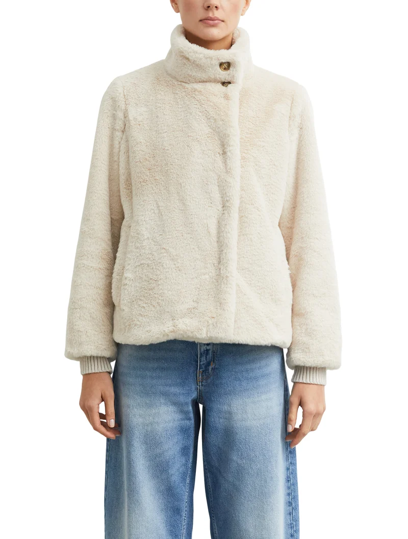 Fake-Fur-Jacke mit Strickbündchen