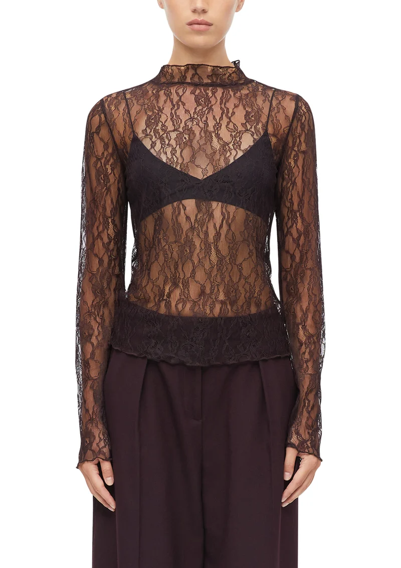 Langarmshirt aus transparenter Spitze