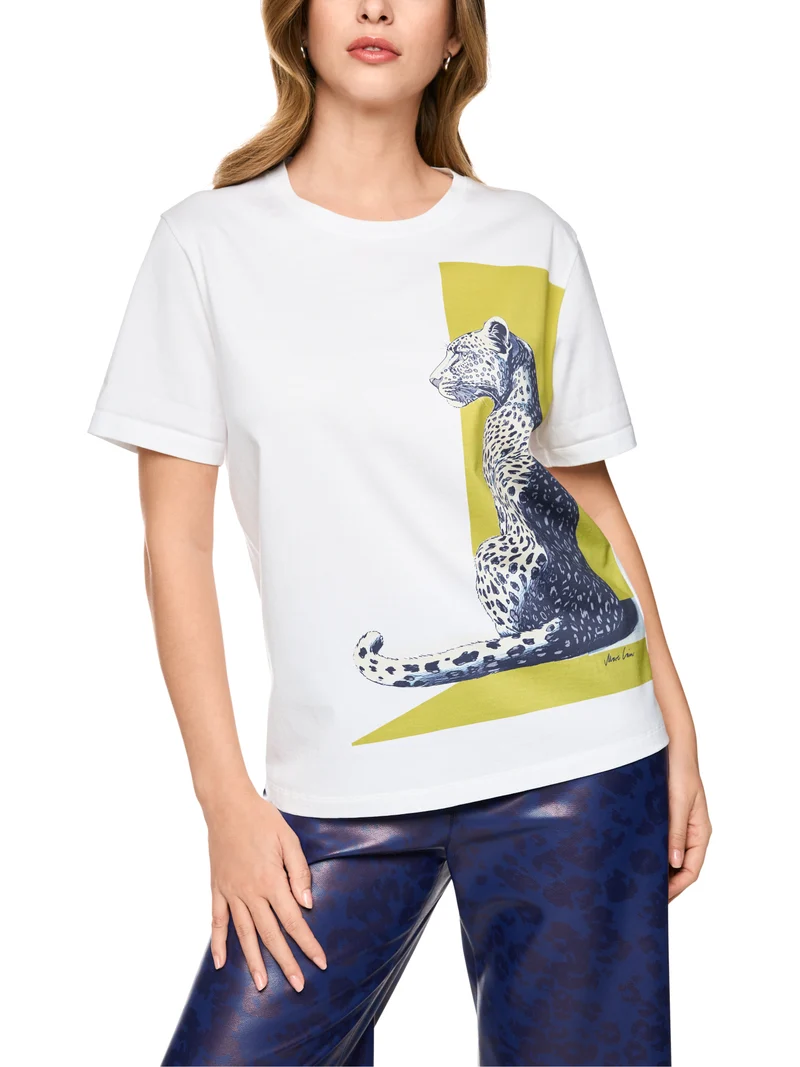 MARC CAIN T-Shirt mit Leo-Print aus Baumwolle