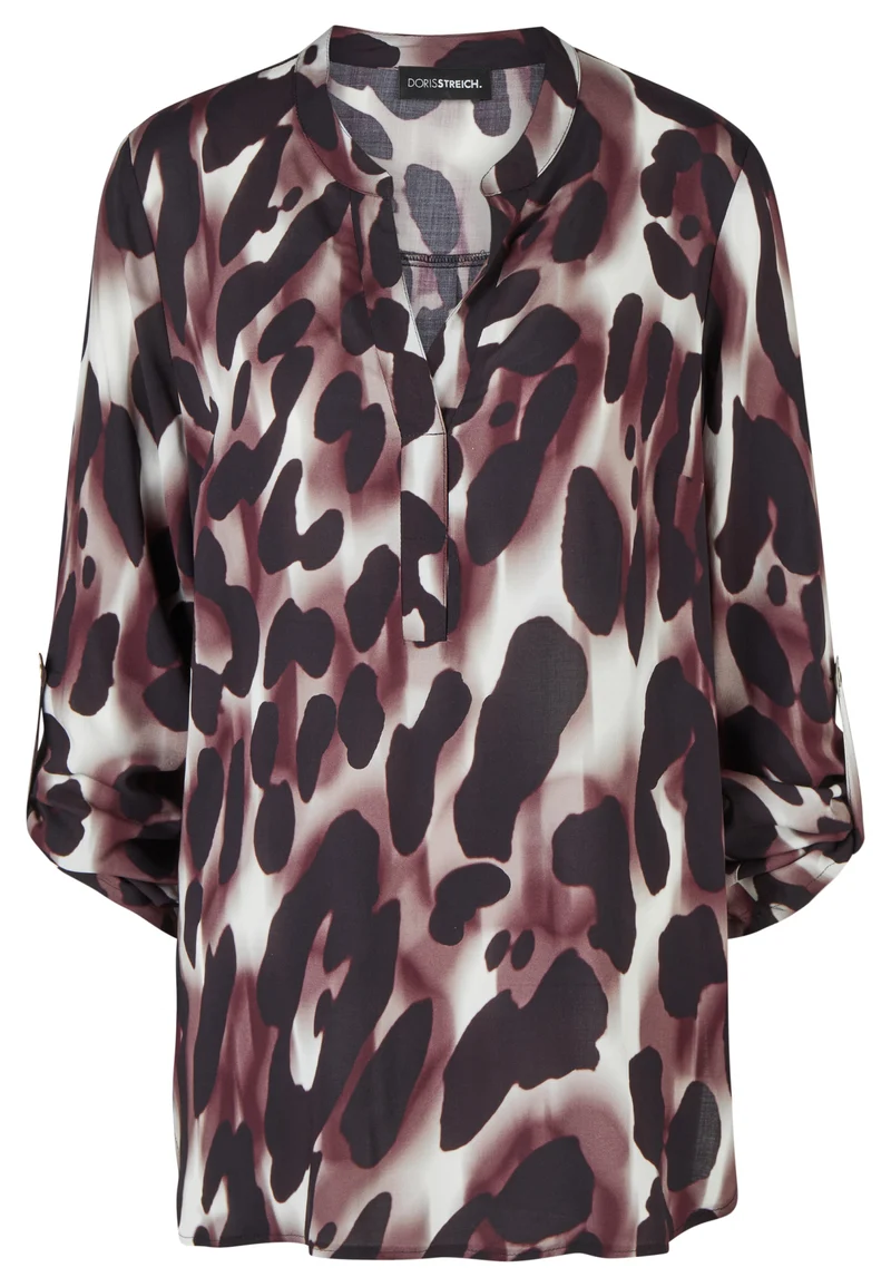 Bluse mit Leo-Print und in A-Linie