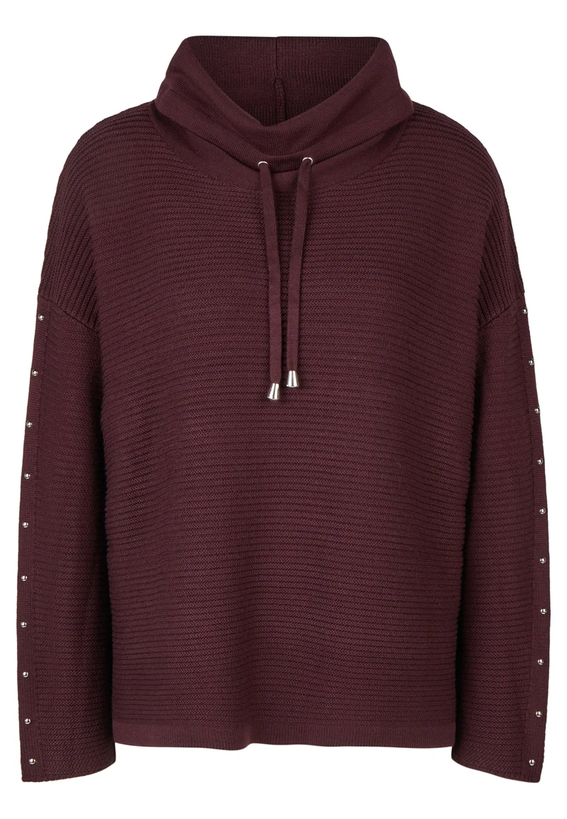 Strickpullover im Boxy-Style mit Metall-Nieten und Kordelkragen
