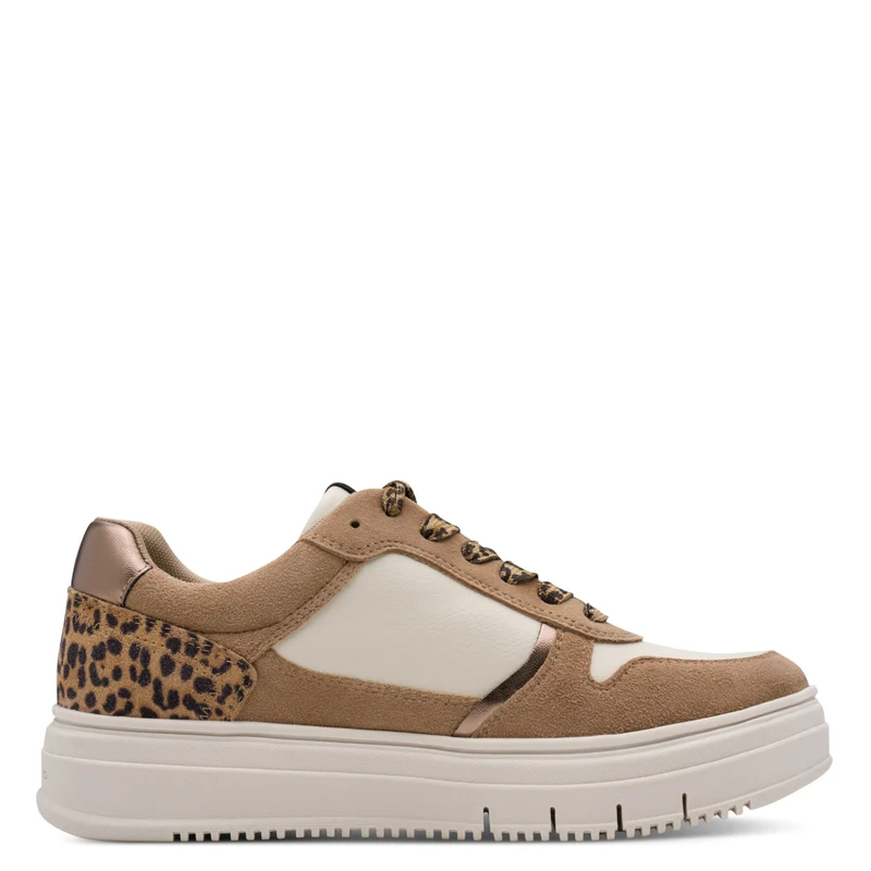 Sneaker Low aus Leder-Textil-Mix