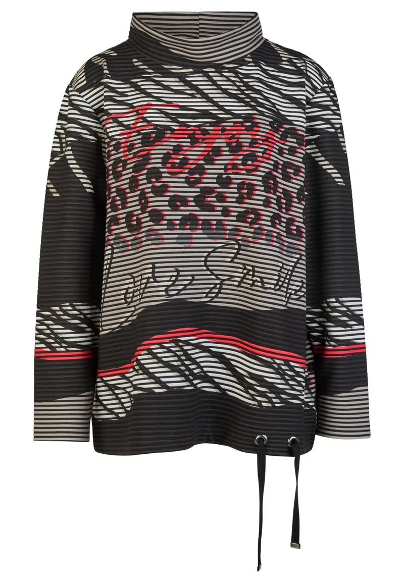 Sweatshirt mit 3D-Streifenstruktur und Animal-Print