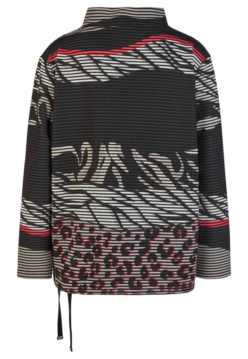 Sweatshirt mit 3D-Streifenstruktur und Animal-Print