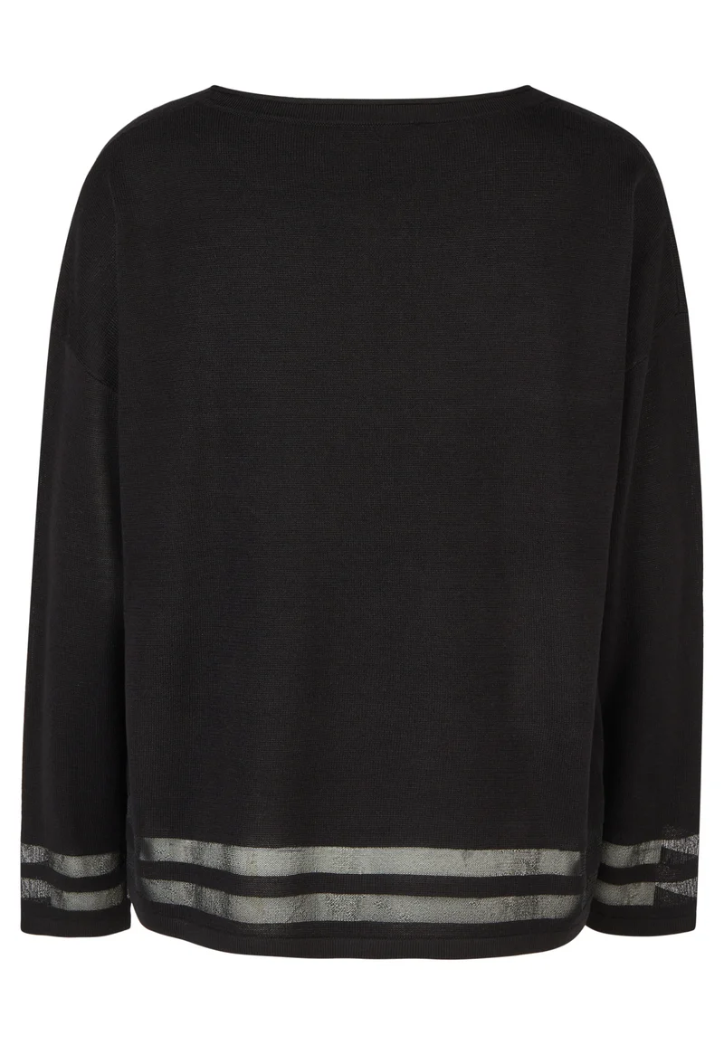 Verkürzter Strickpullover mit halbtransparenten Schmuck-Streifen