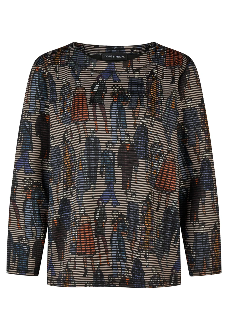 Sweatshirt mit Karo-Fashionista-Print und 3D-Struktur
