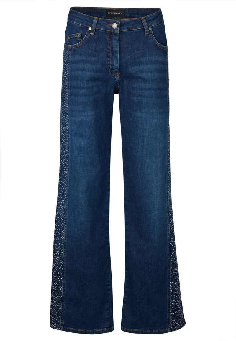 Wide-Leg Jeans mit Metall-Plättchen und 5-Pocket-Design