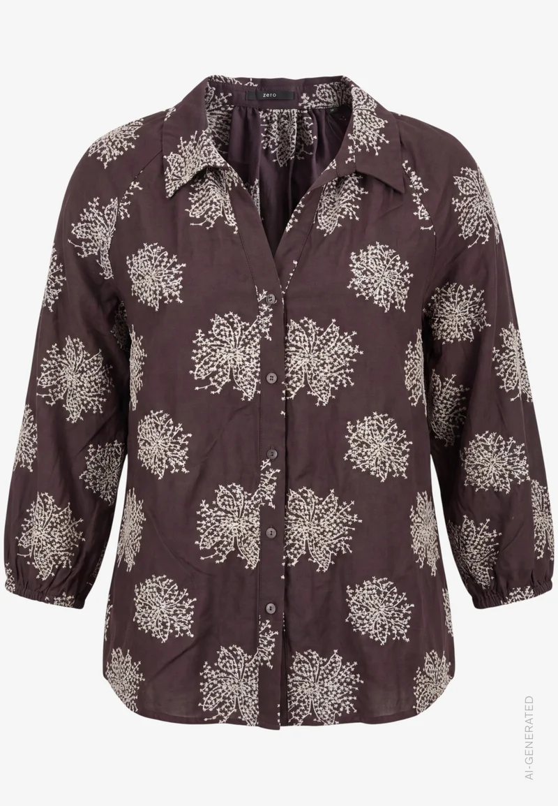 Oversized-Bluse 3/4 Arm mit Stickerei