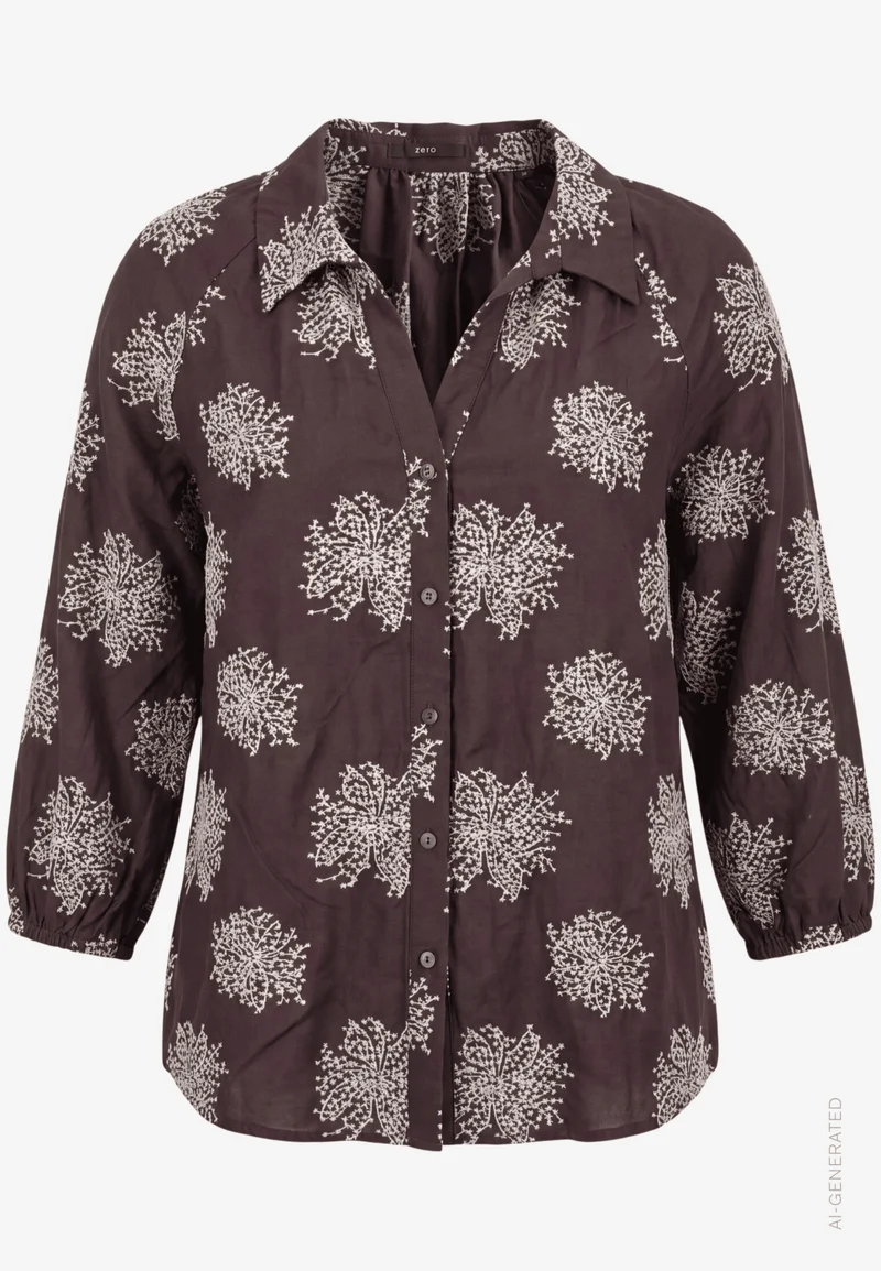 Oversized-Bluse 3/4 Arm mit Stickerei