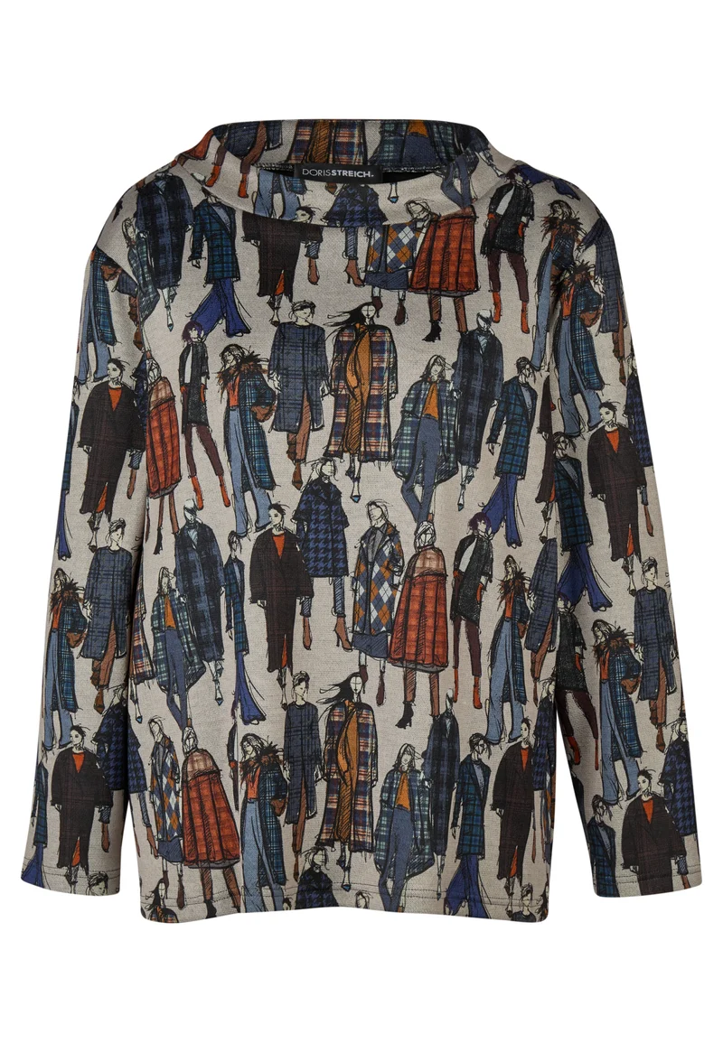 Sweatshirt mit Karo-Fashionista-Print