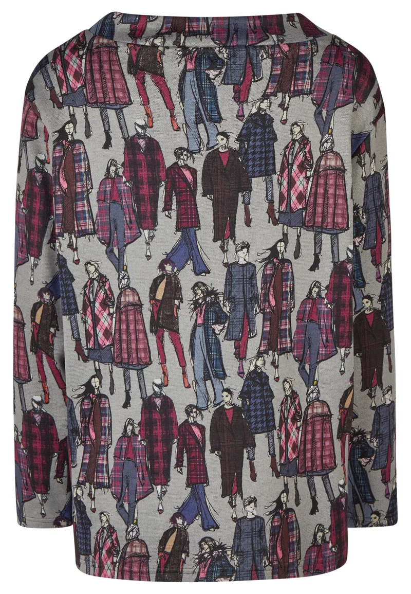 Sweatshirt mit Karo-Fashionista-Print