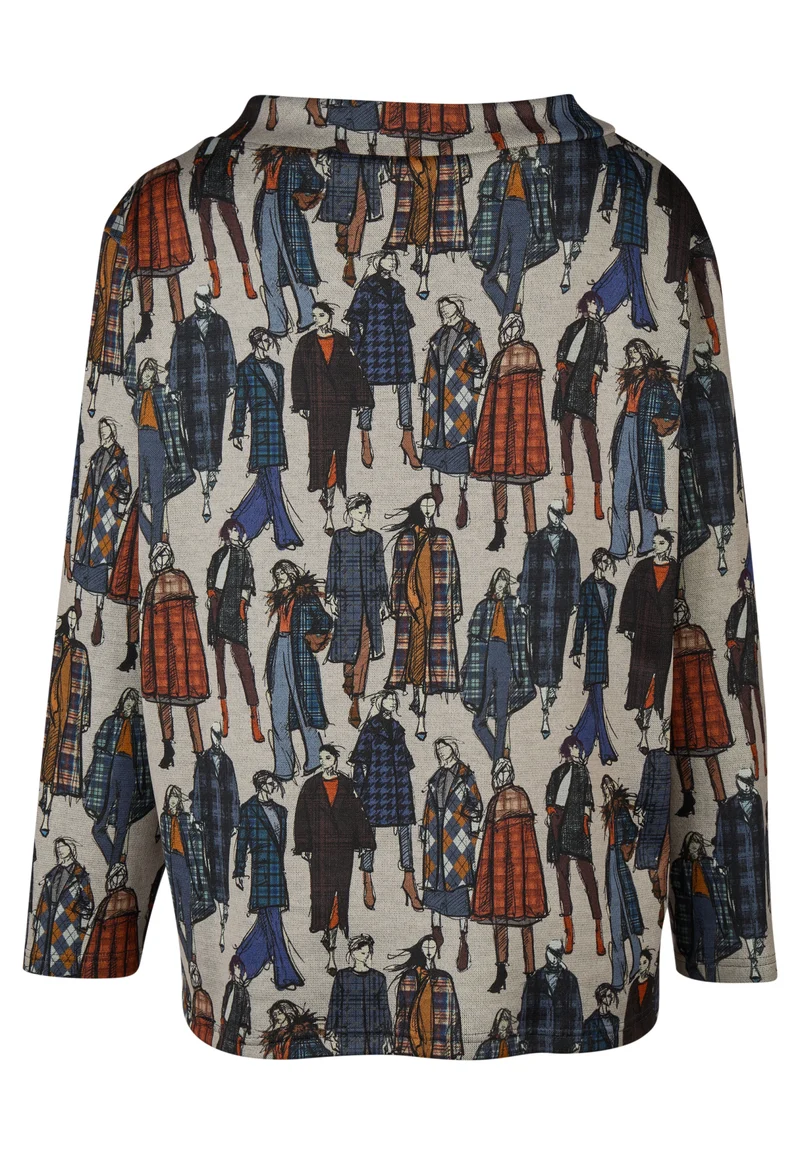 Sweatshirt mit Karo-Fashionista-Print