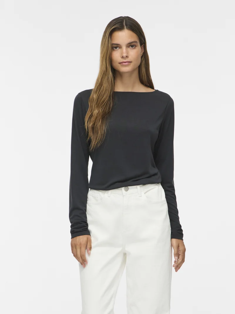 VIMODALA Langarmshirt im Basic-Look