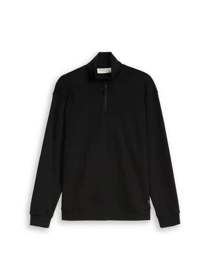 Tom Tailor Denim Troyer-Sweatshirt mit halbem Reißverschluss und Stehkragen