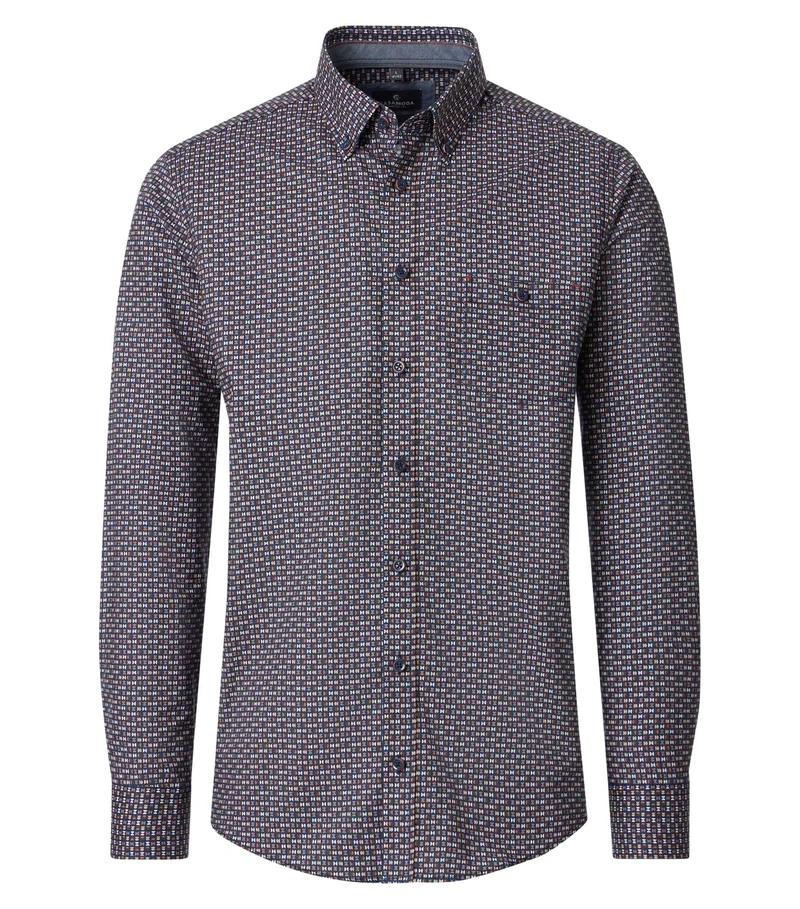 OLYMP Freizeithemd aus Baumwolle mit Button-Down-Kragen und Minimal-Print