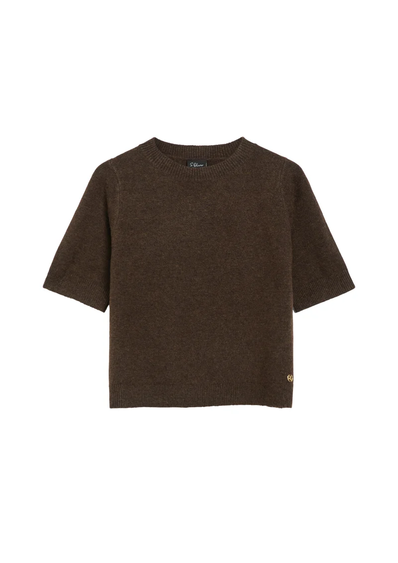 s. Oliver BLACKLABEL: Kurzarmshirt mit Rundhalsausschnitt und Rippbündchen