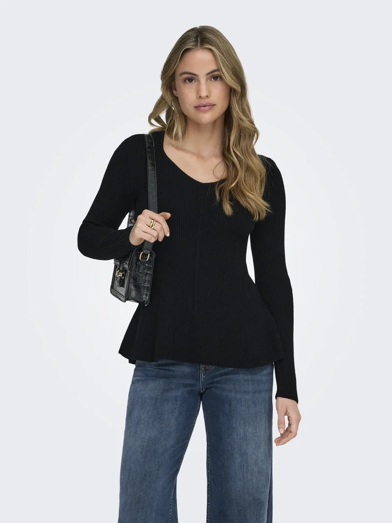 ONLIBI Rippstrick-Pullover mit Peplum