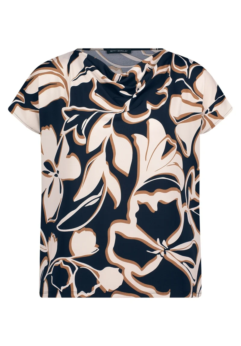 Shirt mit Wasserfallausschnitt und Blumenprint