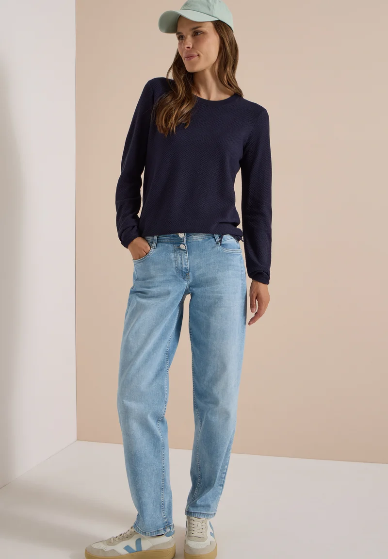 Pullover mit Rundhals und Struktur