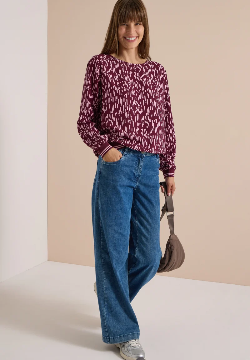 Bluse mit Raffungen und Print