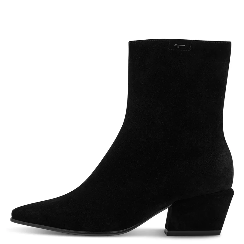 Lederstiefelette mit Trapezabsatz