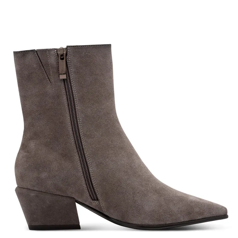 Lederstiefelette mit Trapezabsatz