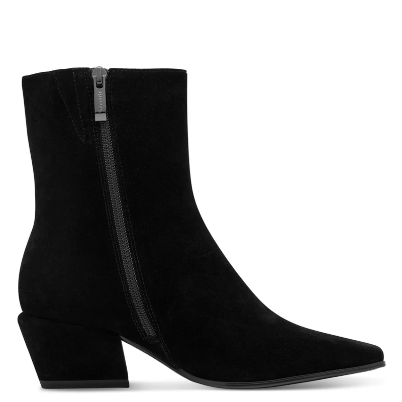 Lederstiefelette mit Trapezabsatz