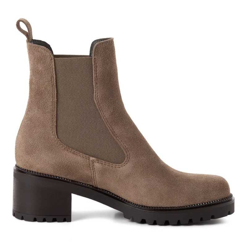 Leder Chelsea Boot mit Blockabsatz