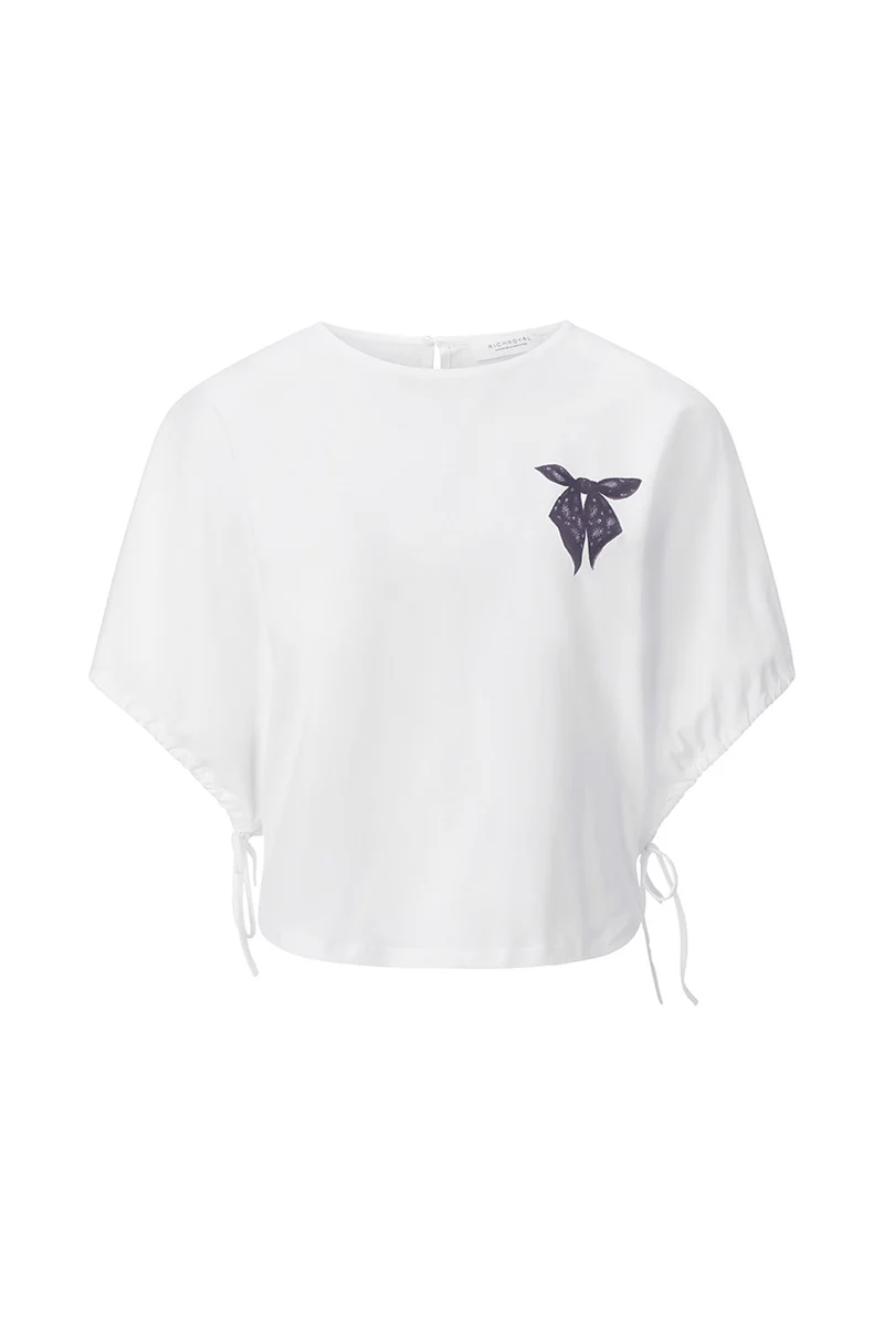 Cropped-Top aus Baumwolle mit Schleifen-Print