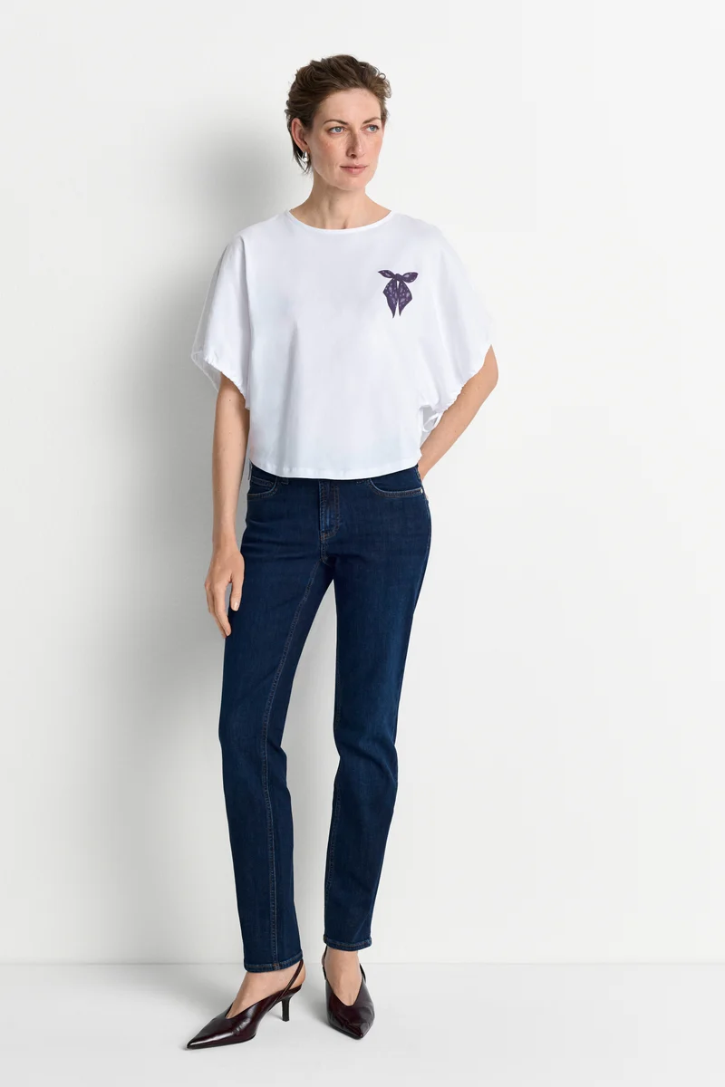 Cropped-Top aus Baumwolle mit Schleifen-Print