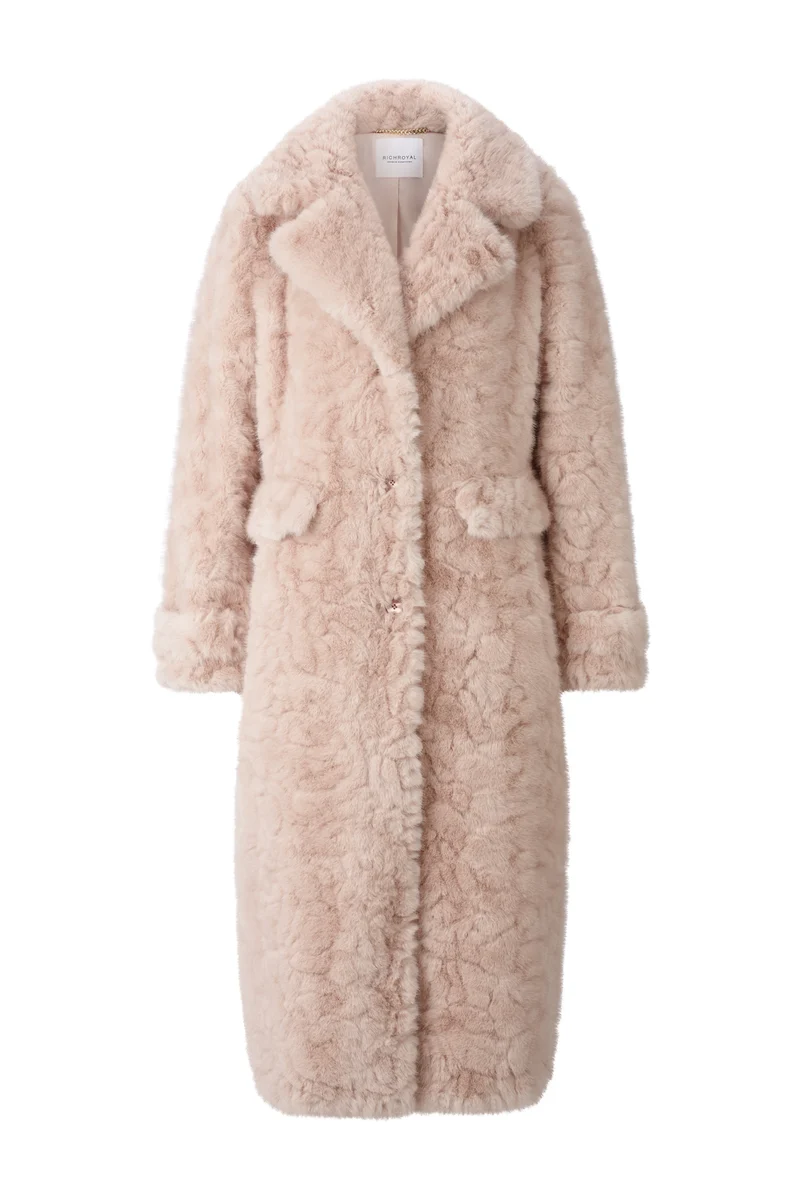 Oversized-Mantel aus flauschigem Fellimitat