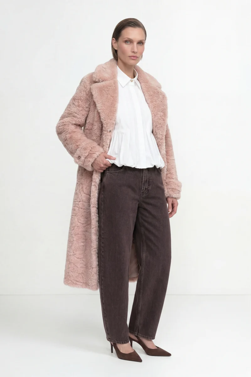 Oversized-Mantel aus flauschigem Fellimitat