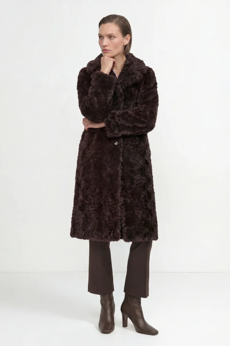 Oversized-Mantel aus flauschigem Fellimitat