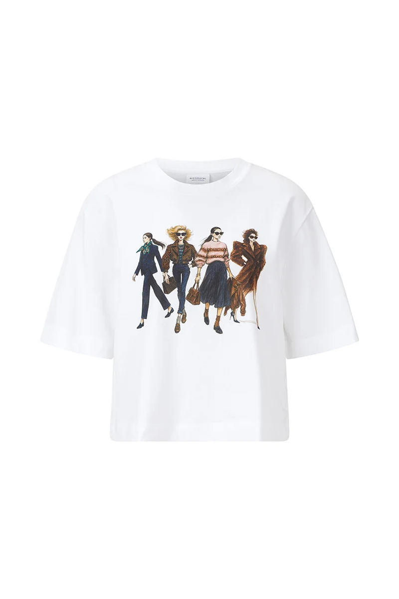 Boxy-T-Shirt aus Baumwolle mit Fashion-Print