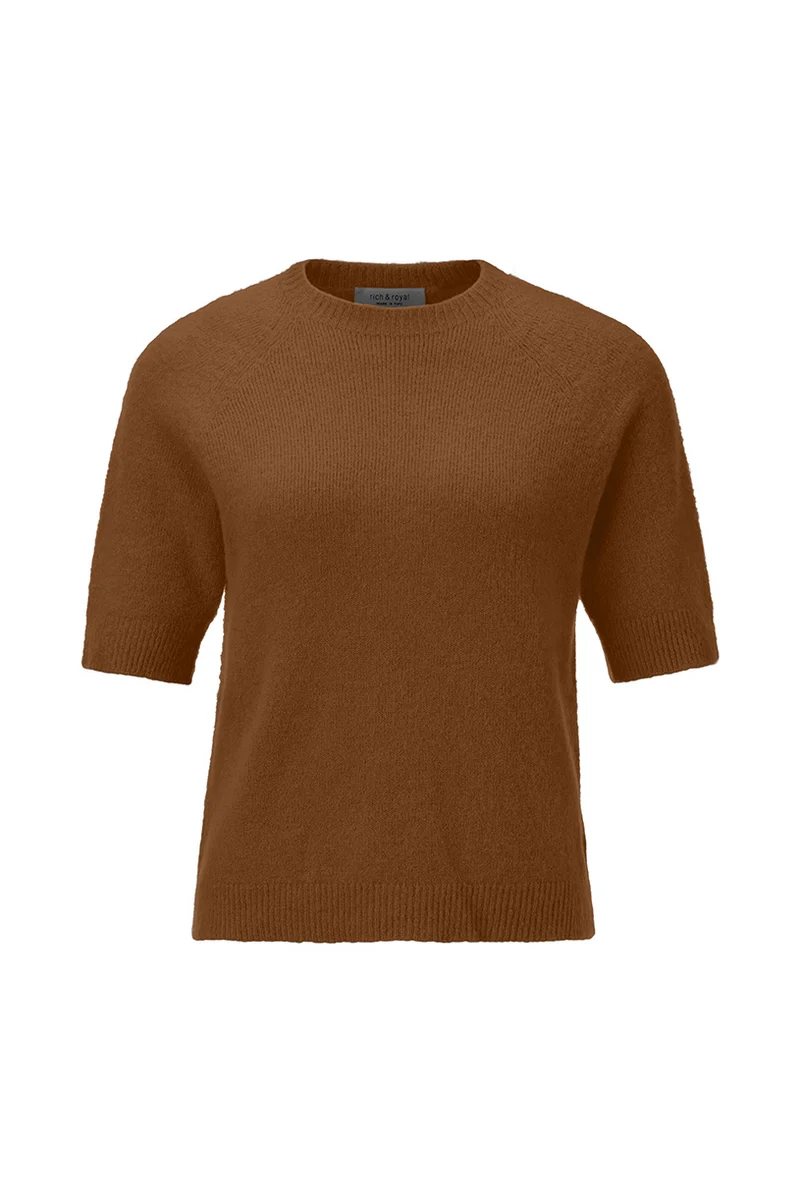 Nahtloses Kurzarmpullover mit Rundhals