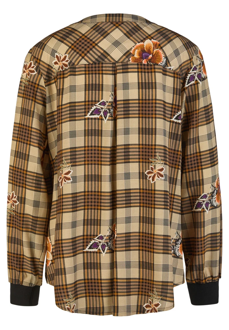 Bluse mit Karo-Print und Blüten