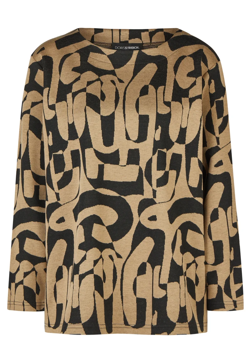 Pulli-Shirt mit Grafik-Jacquard und strukturierter Optik