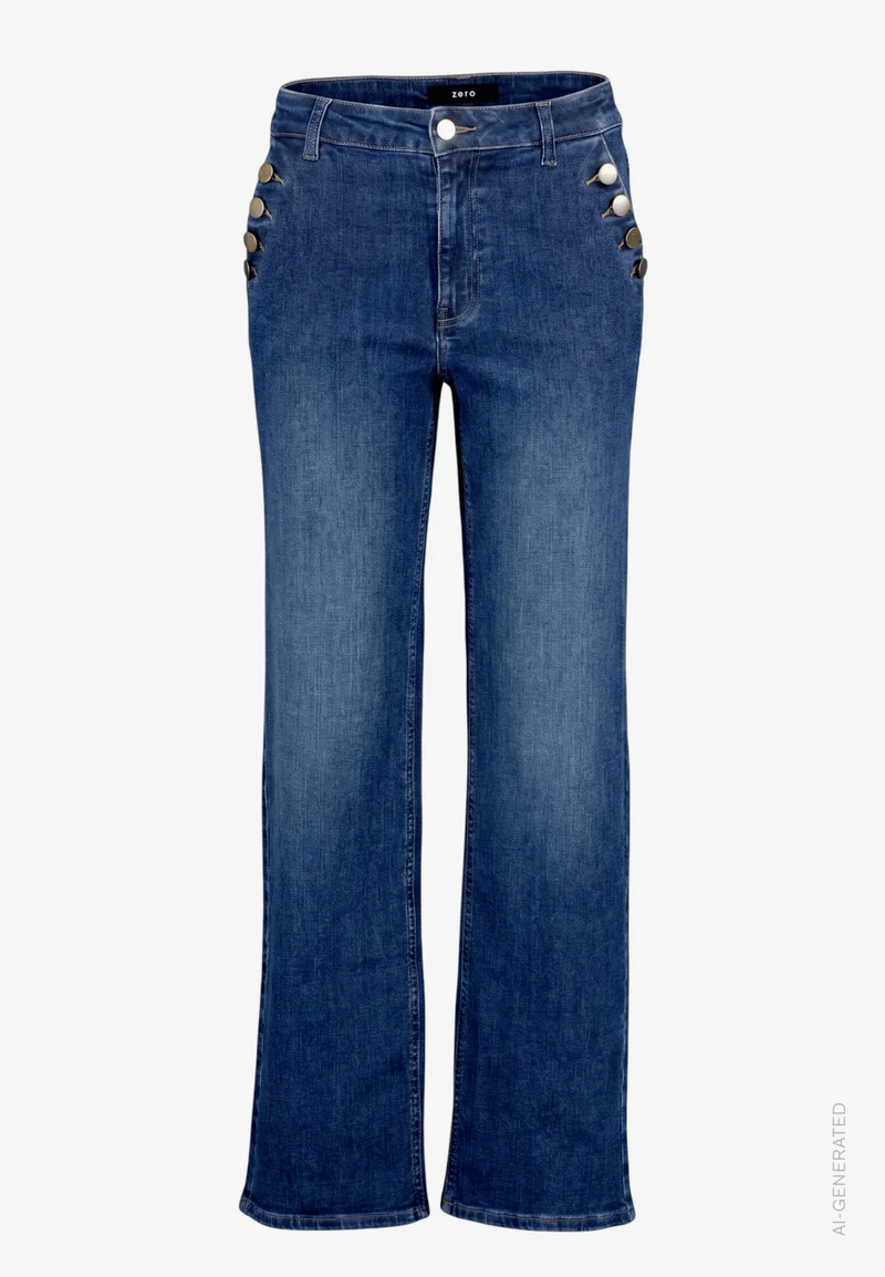 Mid Waist Jeans mit Zierknöpfen